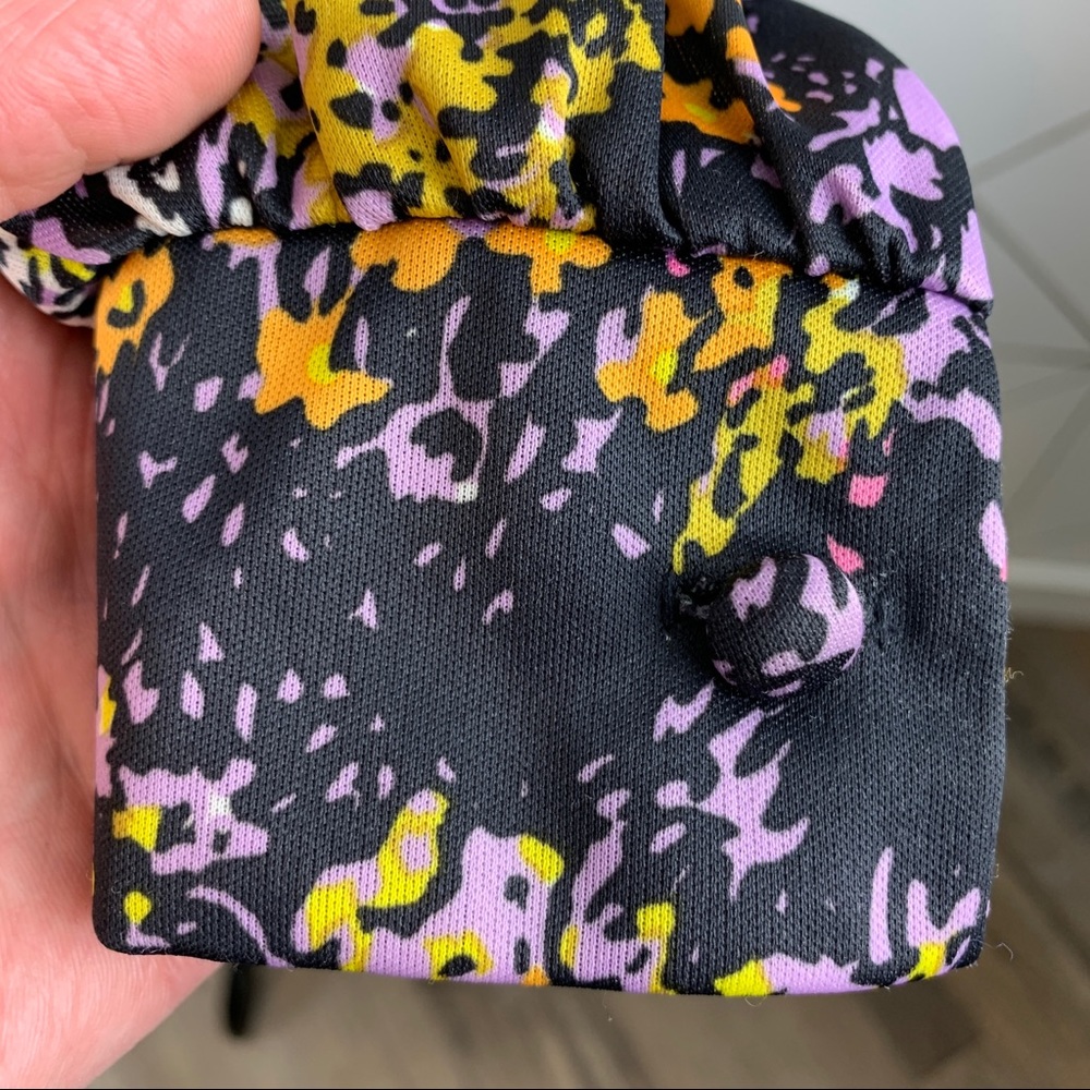 Psychedelic Floral Secretary Dress with Bow Drop Waist with Button details - Picture 11 of 14